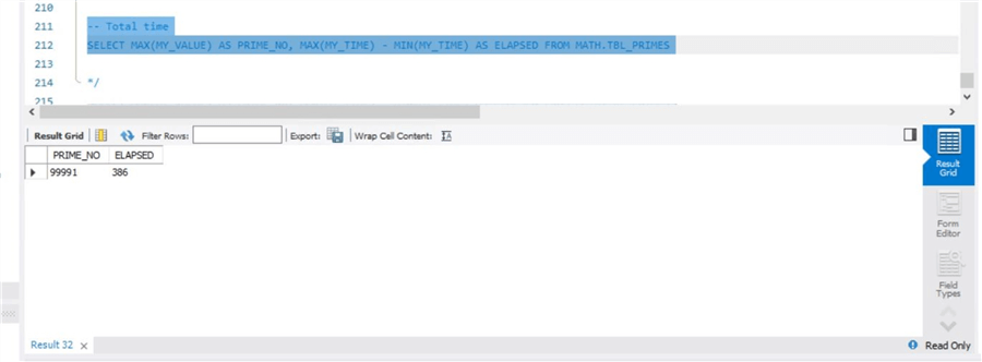 Azure Database for MySQL - Time elapsed using INNODB for with smallest file size.