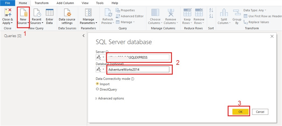 Screenshot showing connection to SQL Server database