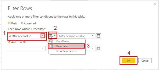 Screenshot showing how to apply the parameter for column filtering