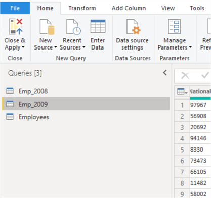 Screenshot showing sample datasets used in demo