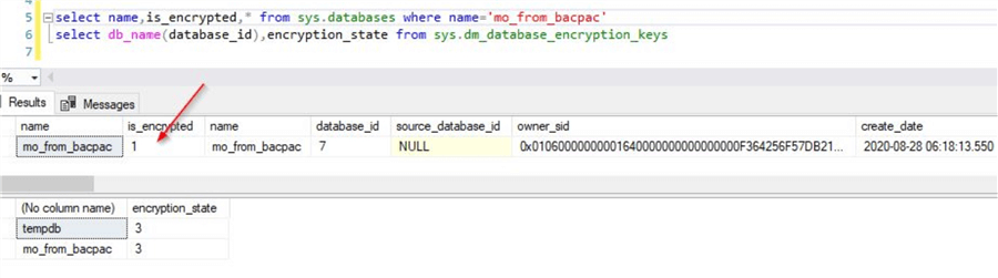 query for encryption status
