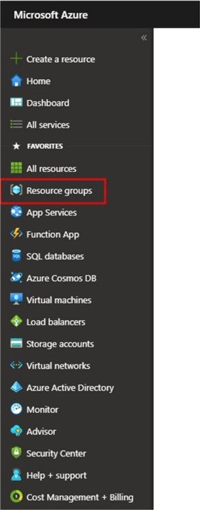 Snapshot showing how to navigate to Resource groups