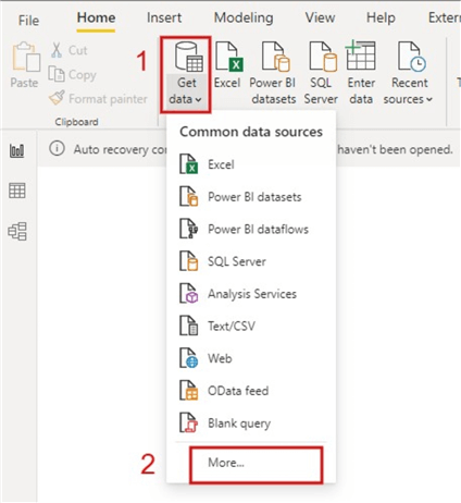 Screenshot showing how to connect Analytics Views with Power BI