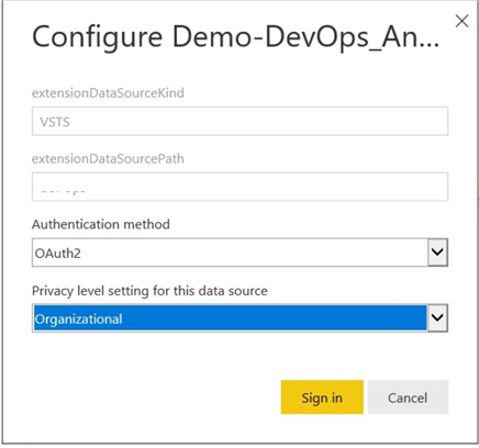 Screenshot showing how to configure authentication for the data source