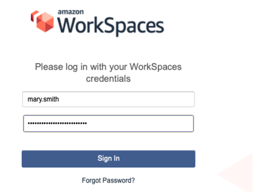 Logging into a AWS WorkSpace from a client