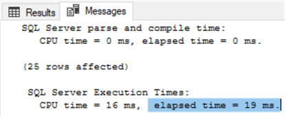 This screenshot shows the elapsed time at the very end of the output as measured in milliseconds.