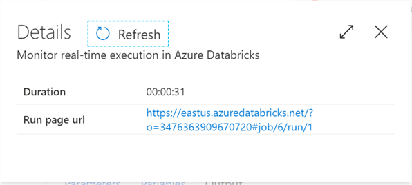 Shows the Databricks ephemeral notebook link in Data Factory.