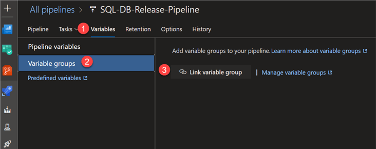 LinkVariableGroup1 Link variable group to pipeline