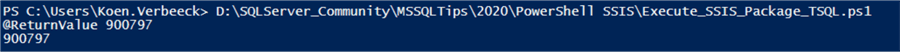 result in powershell with t-sql