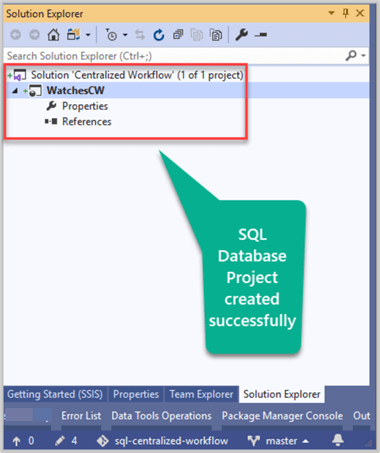Newly created SQL Database Project
