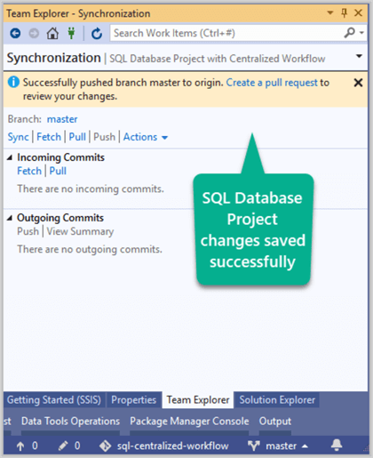 SQL Database Project saved successfully