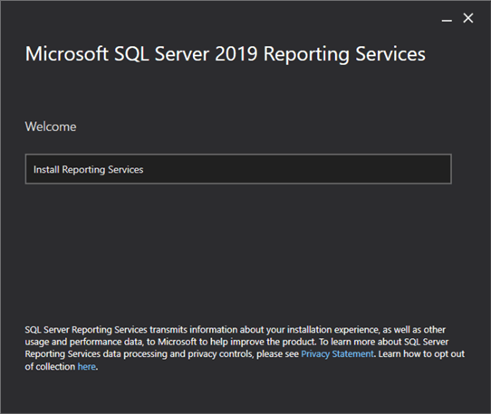 Install Reporting Services 2019