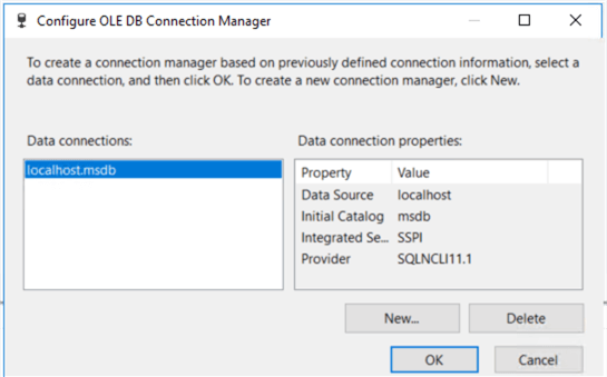 configure ole db connection