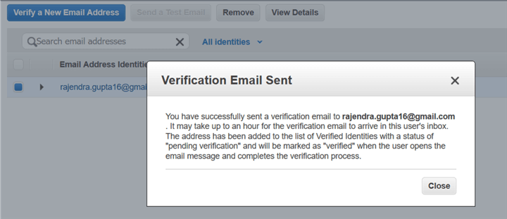 verification email