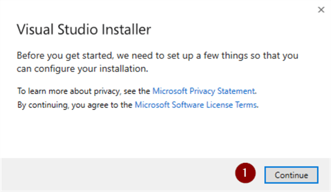 Visual Studio installer screen 1