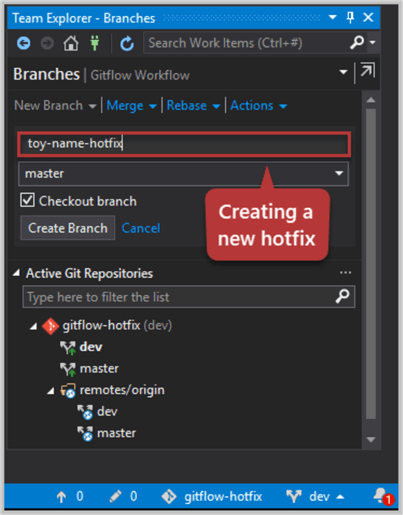 Creating a new branch toy-name-hotfix from master