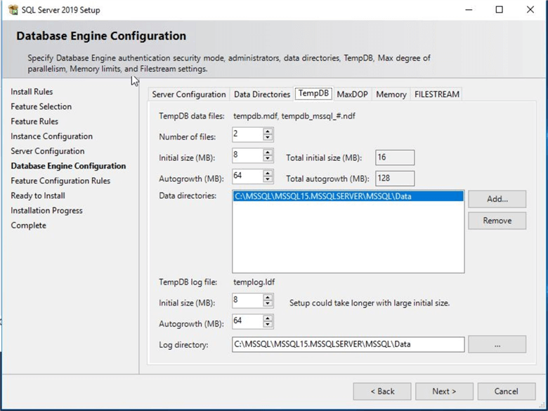 database engine configuration
