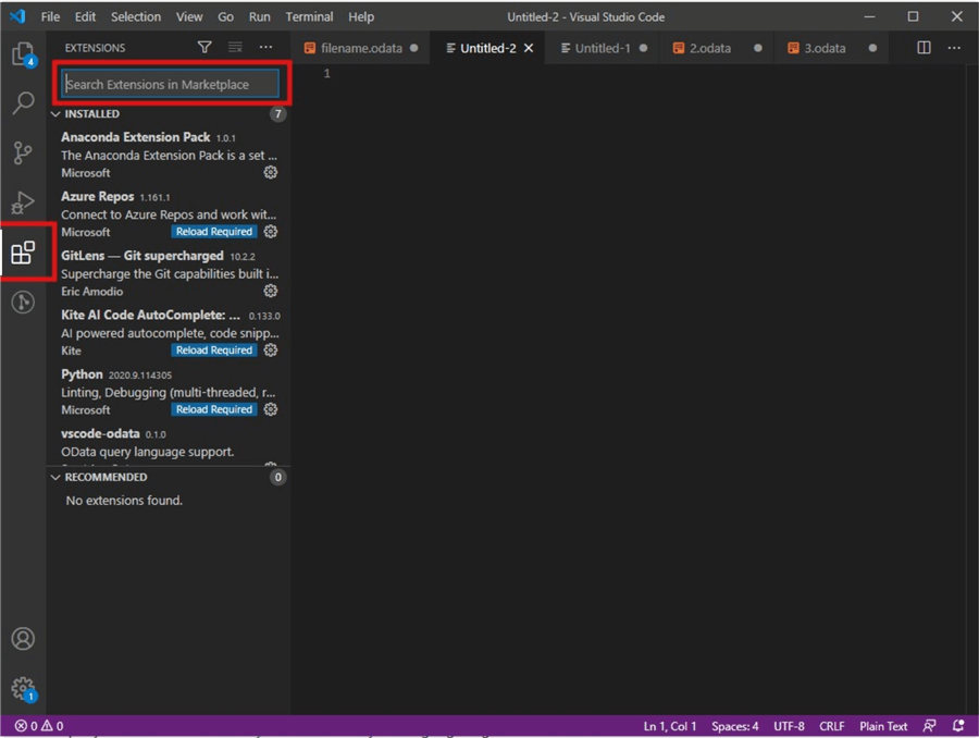 install extensions in Visual Studio Code