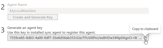 generate agent key and copy it