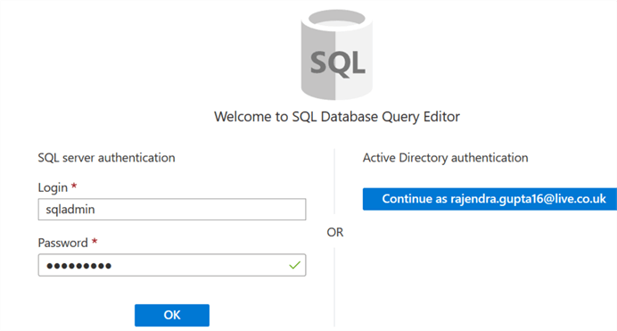 Connect to SQL database