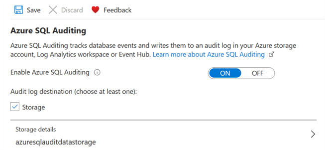 server level Azure SQL auditing