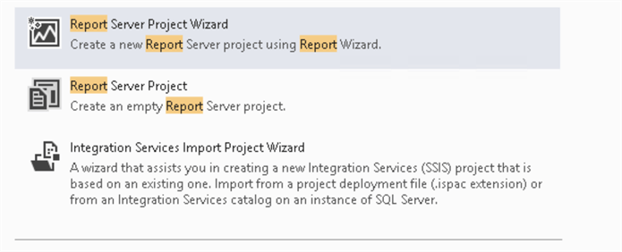 Creating an SSRS project in Visual Studio