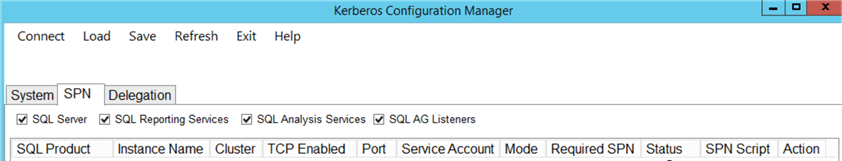 Kerberos Configuration Manager SPN Tab