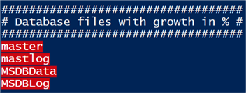 Database files with growth in % 