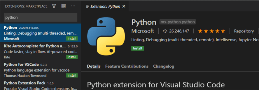 PythonExtension &#xA;Image of Python Extension in VSCode&#xA;