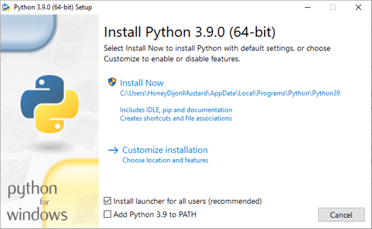 Python Install python 3.9