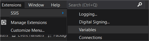 where to find the variables menu