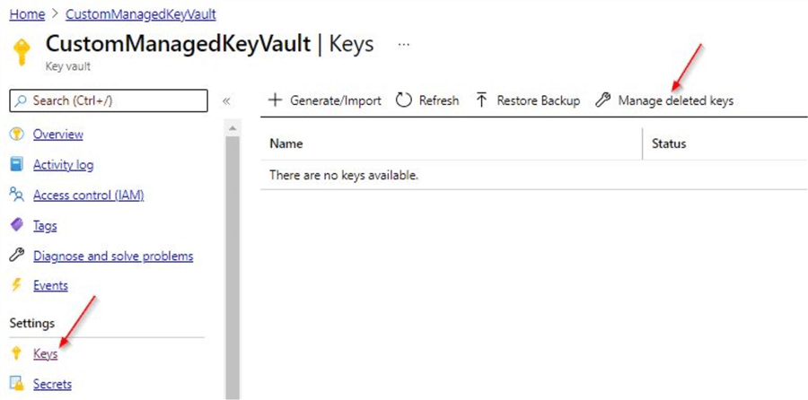 manage deleted keys