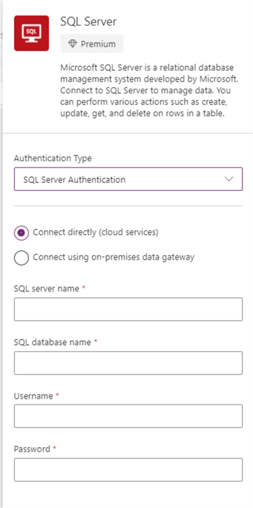 SQL server connector configuration 