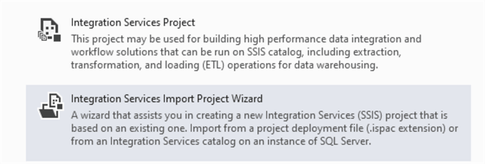 visual studio integrtion services import project wizard