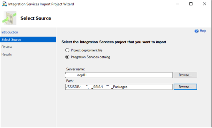 integrtion services import project wizard