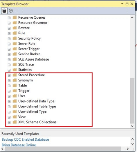 SSMS Template Explore for SQL Developers