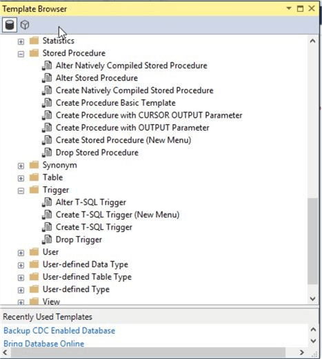 SSMS Template Explore for Stored Procedures