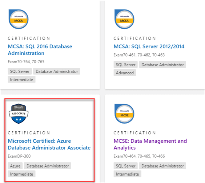 Microsoft Database Certifications