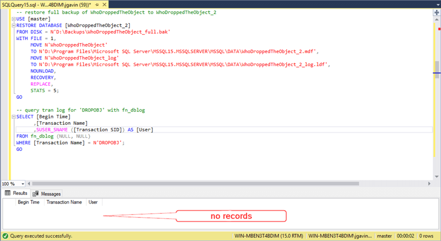 find out who dropped sql server object