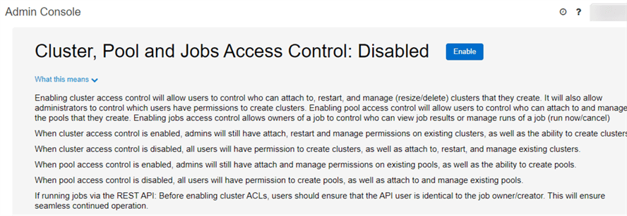 ClusterPoolDisabled Cluster pool in Admin Console is disabled
