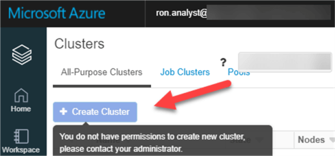 CreateClusterDisabled Create cluster is disabled in analyst account.