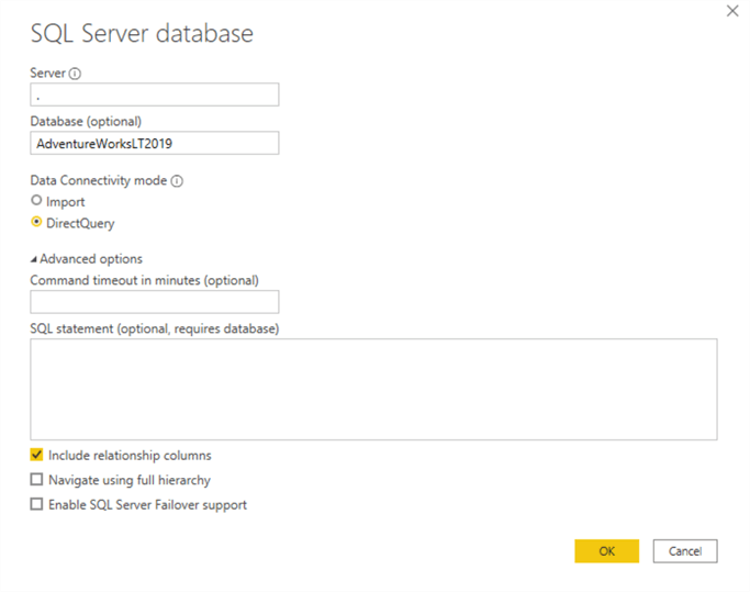 Connect to SQL database from PowerBI