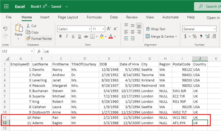 Rows of data added to dataset in SharePoint folder