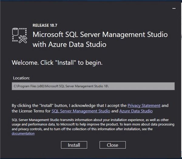 SSMS Setup launched