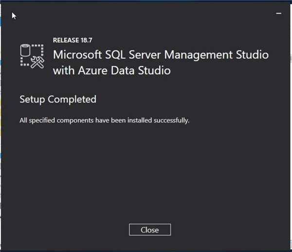 SSMS upgrade completed