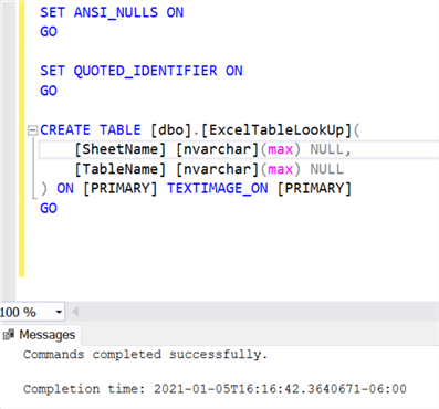 CreateLookupTbl Script to create a lookup table.