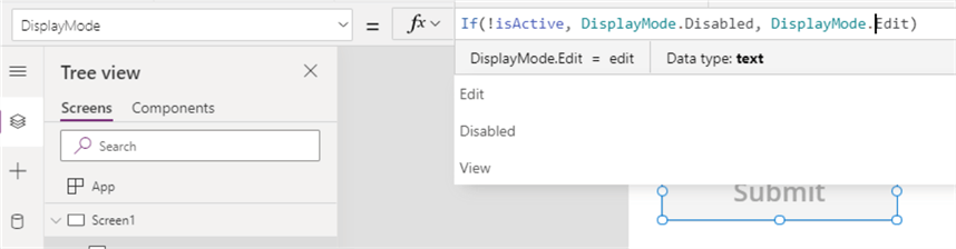 use a variable to flip between display modes of a button 