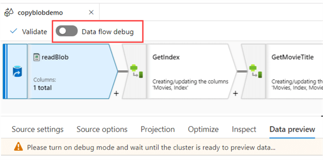 data preview and debug mode