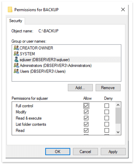 folder security properties