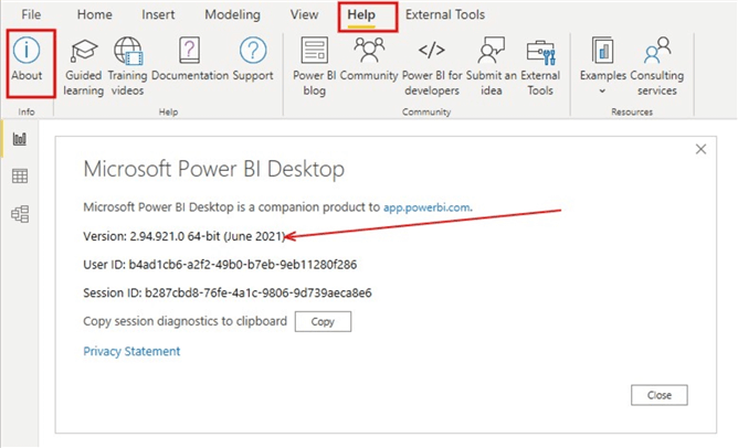 How to check Power BI Desktop version 